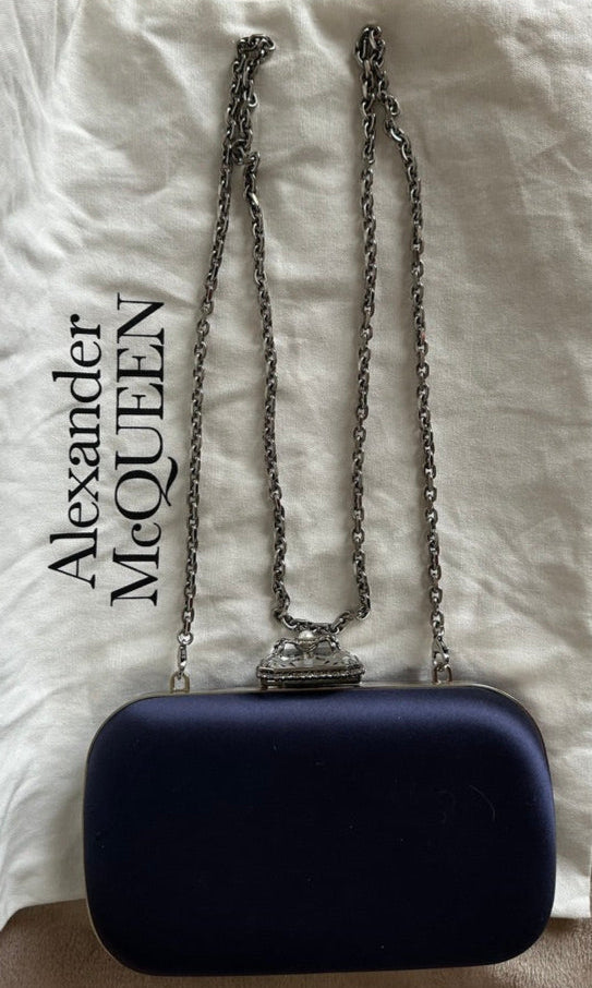 Alexander MacQueen Blue Satin Spider Clutch