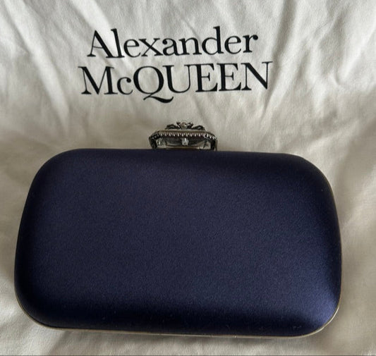Alexander MacQueen Blue Satin Spider Clutch