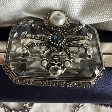 Alexander MacQueen Blue Satin Spider Clutch
