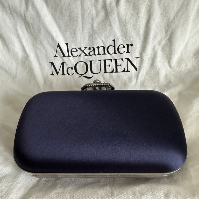 Alexander MacQueen Blue Satin Spider Clutch