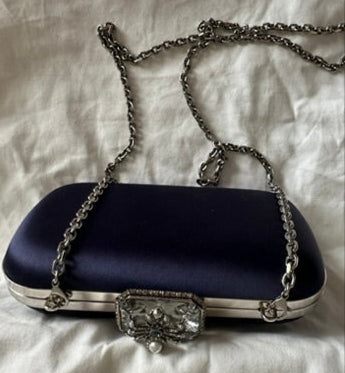 Alexander MacQueen Blue Satin Spider Clutch