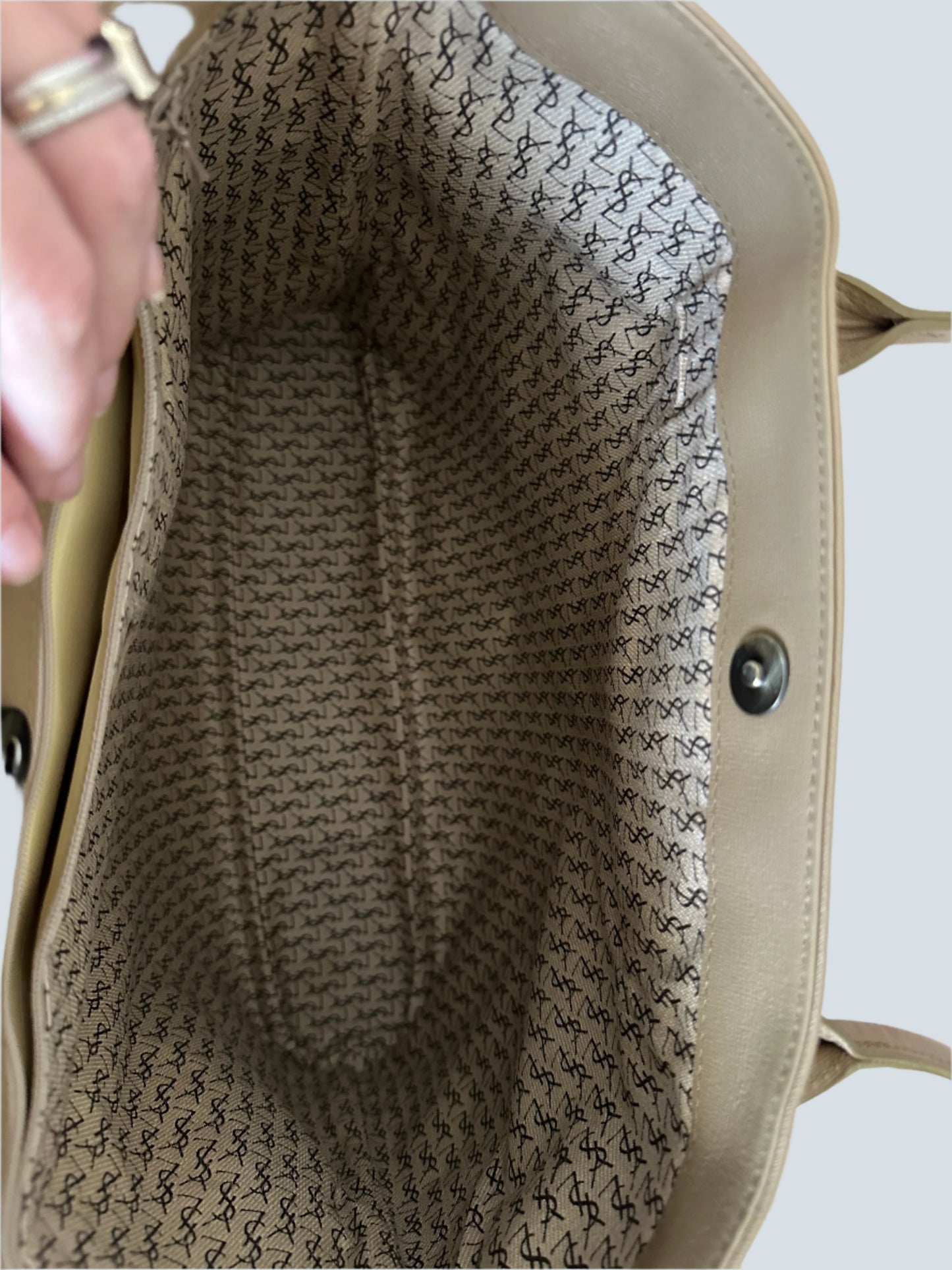 Yves Saint Laurent Dark Tan and Taupe Tote Bag in Giraffe Print Coated Canvas