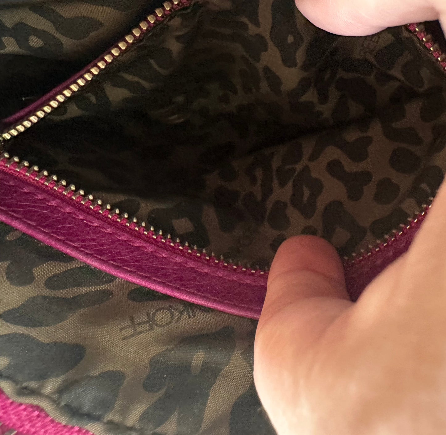 Rebecca Minkoff Purple Magenta Leather Crossbody Bag with 4 zippers