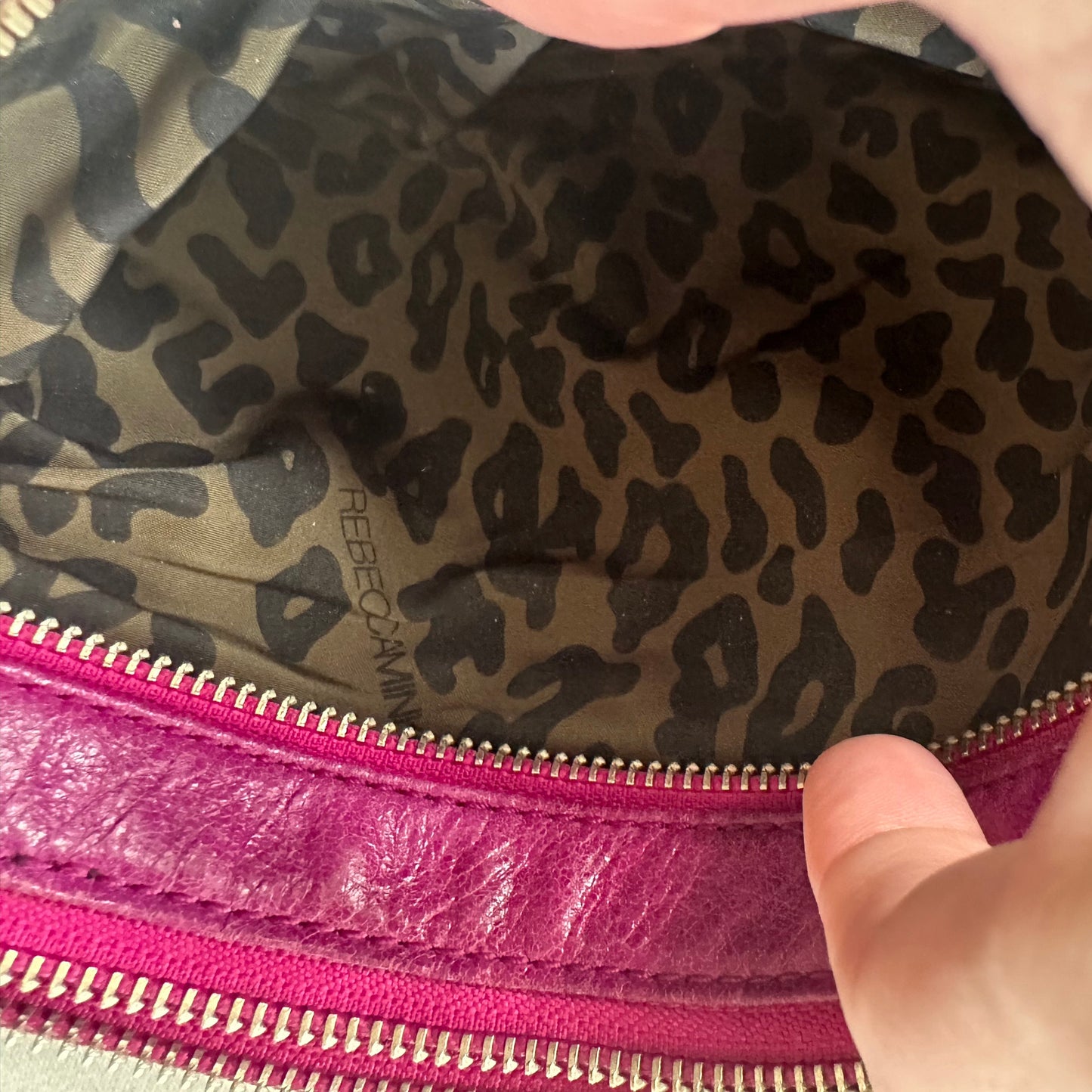 Rebecca Minkoff Purple Magenta Leather Crossbody Bag with 4 zippers