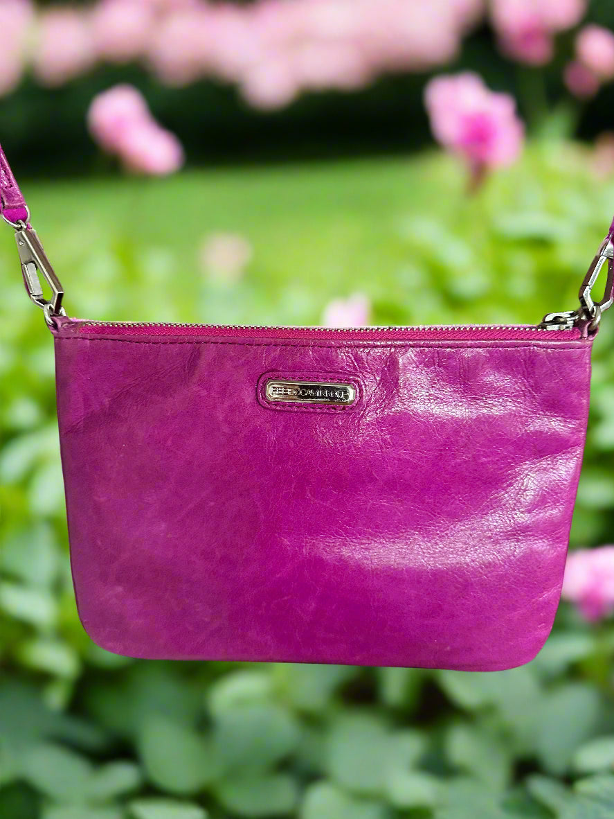 Rebecca Minkoff Purple Magenta Leather Crossbody Bag with 4 zippers