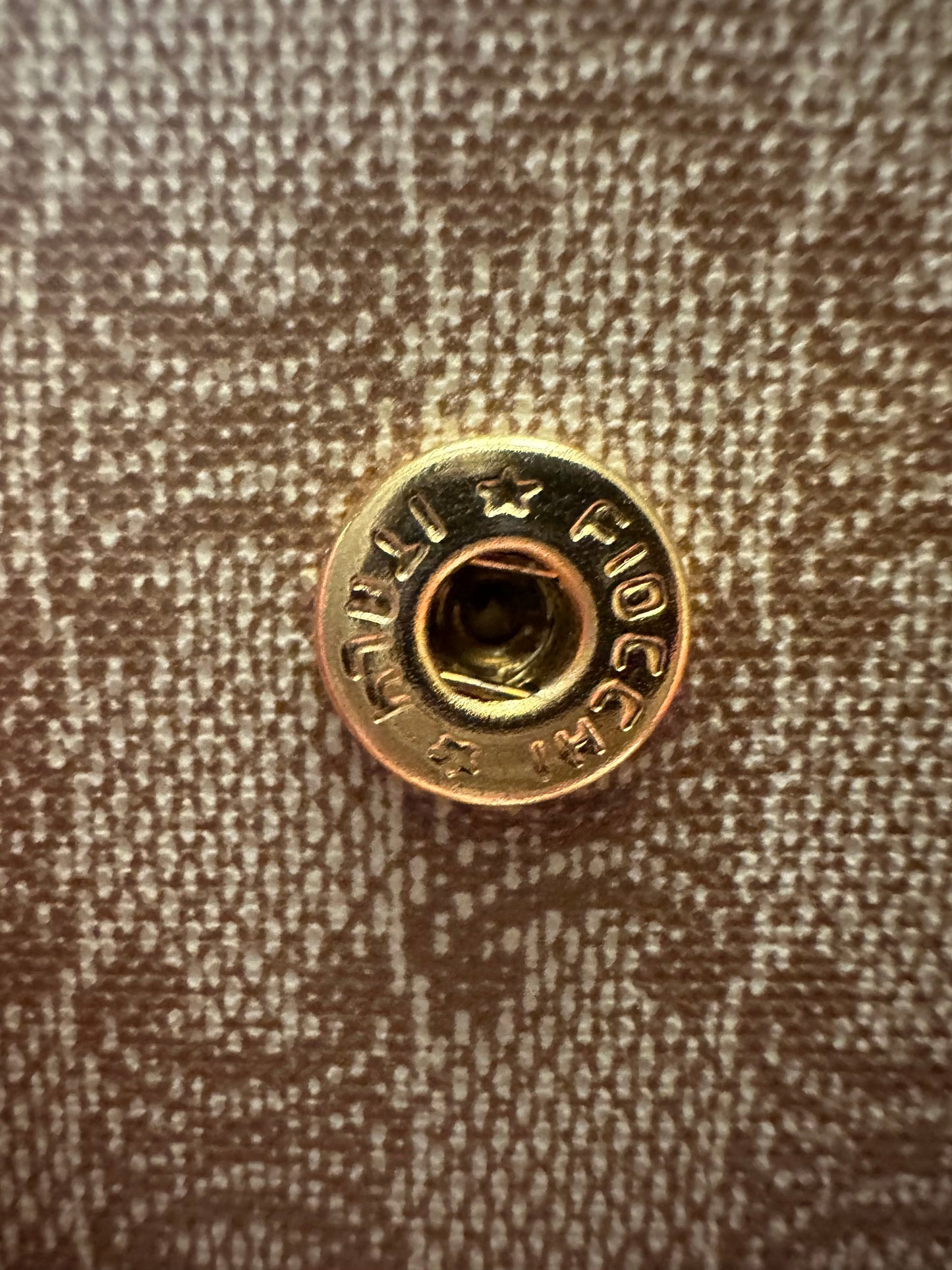 Celine Kiss lock Wallet with Tan Leather Trim, Triomphe Logo, and Gold Hardware. In PRISTINE Condition!