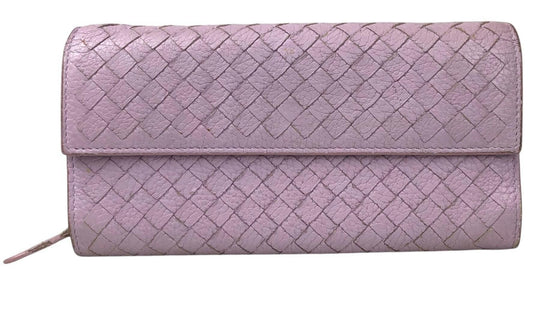Botega Venetta Intrecciato Long Lavender Leather Wallet