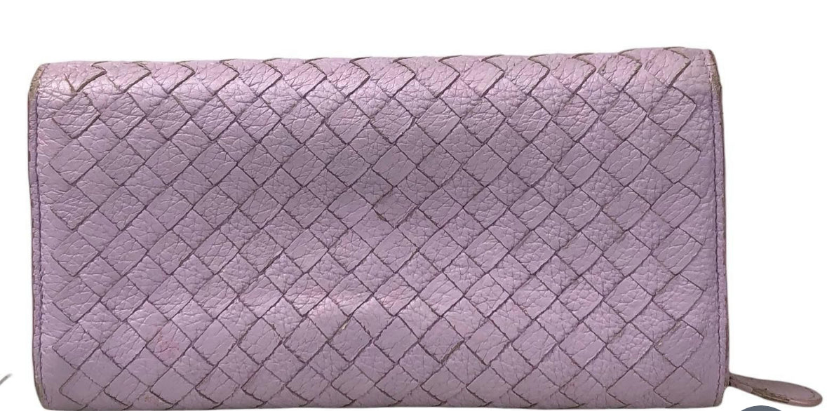 Botega Venetta Intrecciato Long Lavender Leather Wallet