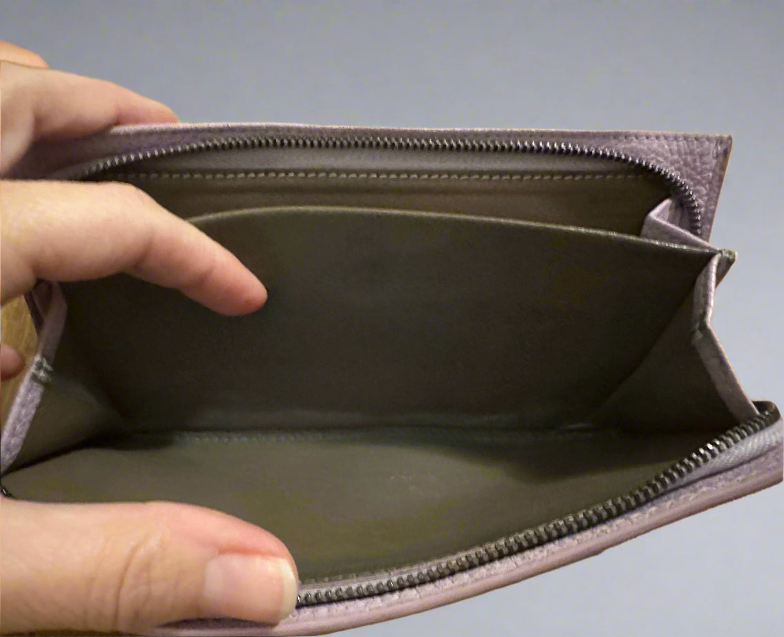 Botega Venetta Intrecciato Long Lavender Leather Wallet