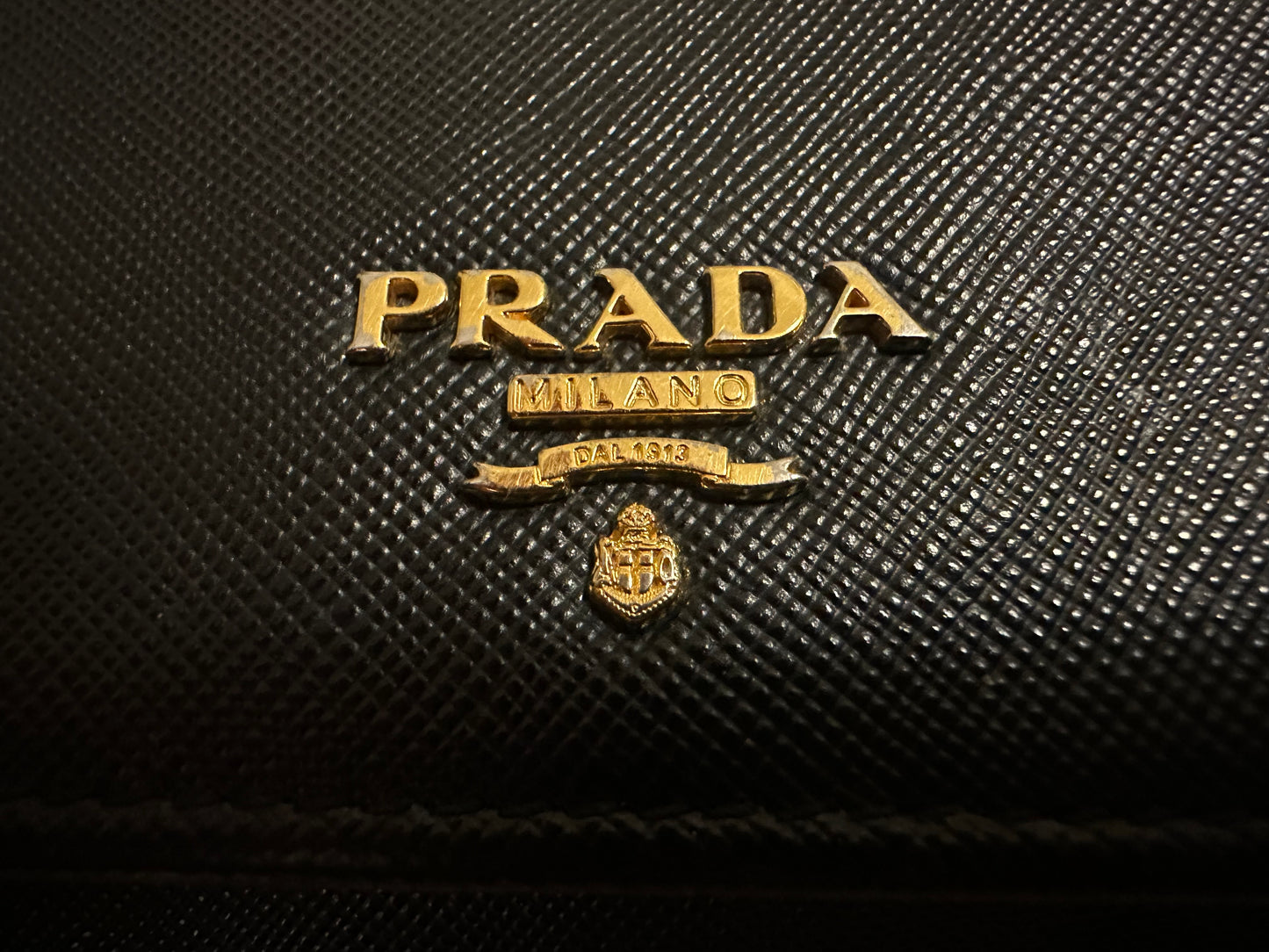 Still in Stores! New! Prada Double Snap Long Safiano Tri-tone Wallet in Black/ Pink Hibiscus with unbranded gold chain