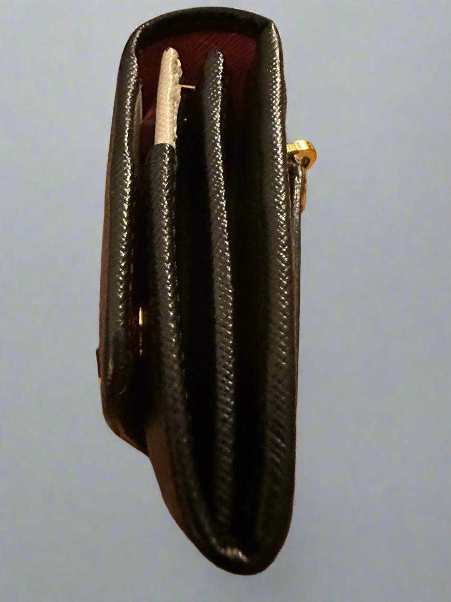 Still in Stores! New! Prada Double Snap Long Safiano Tri-tone Wallet in Black/ Pink Hibiscus with unbranded gold chain