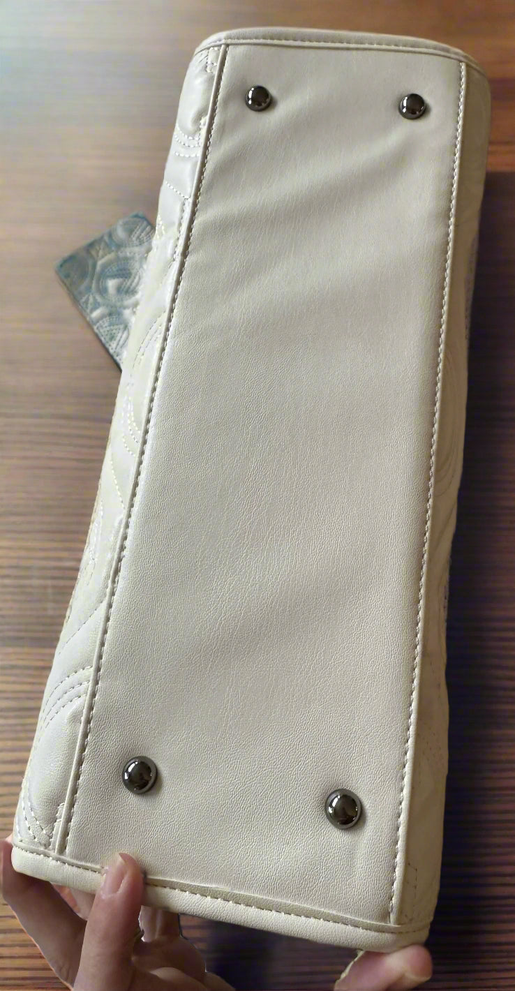 NWT NEW Valentino Orlandi White Vegan Leather Tote w/ Branded Crossbody Strap