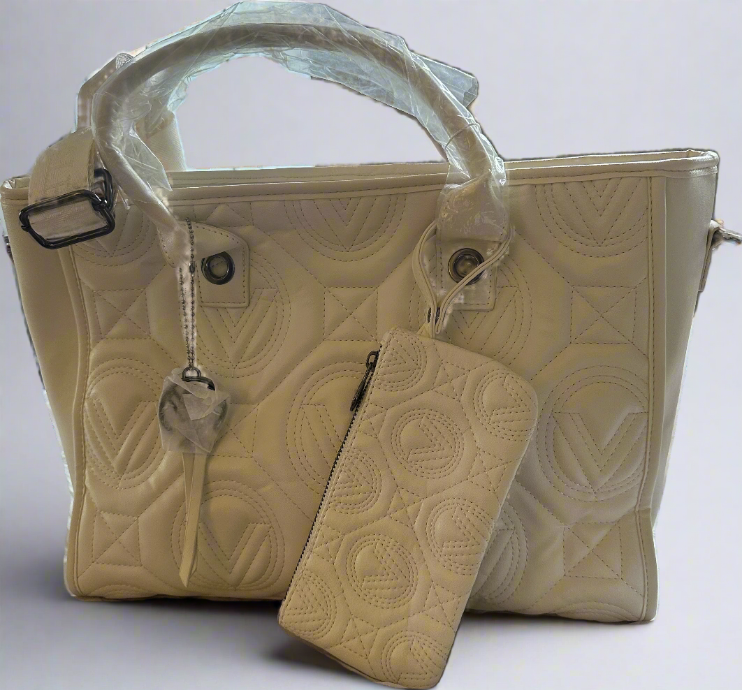 NWT NEW Valentino Orlandi White Vegan Leather Tote w/ Branded Crossbody Strap