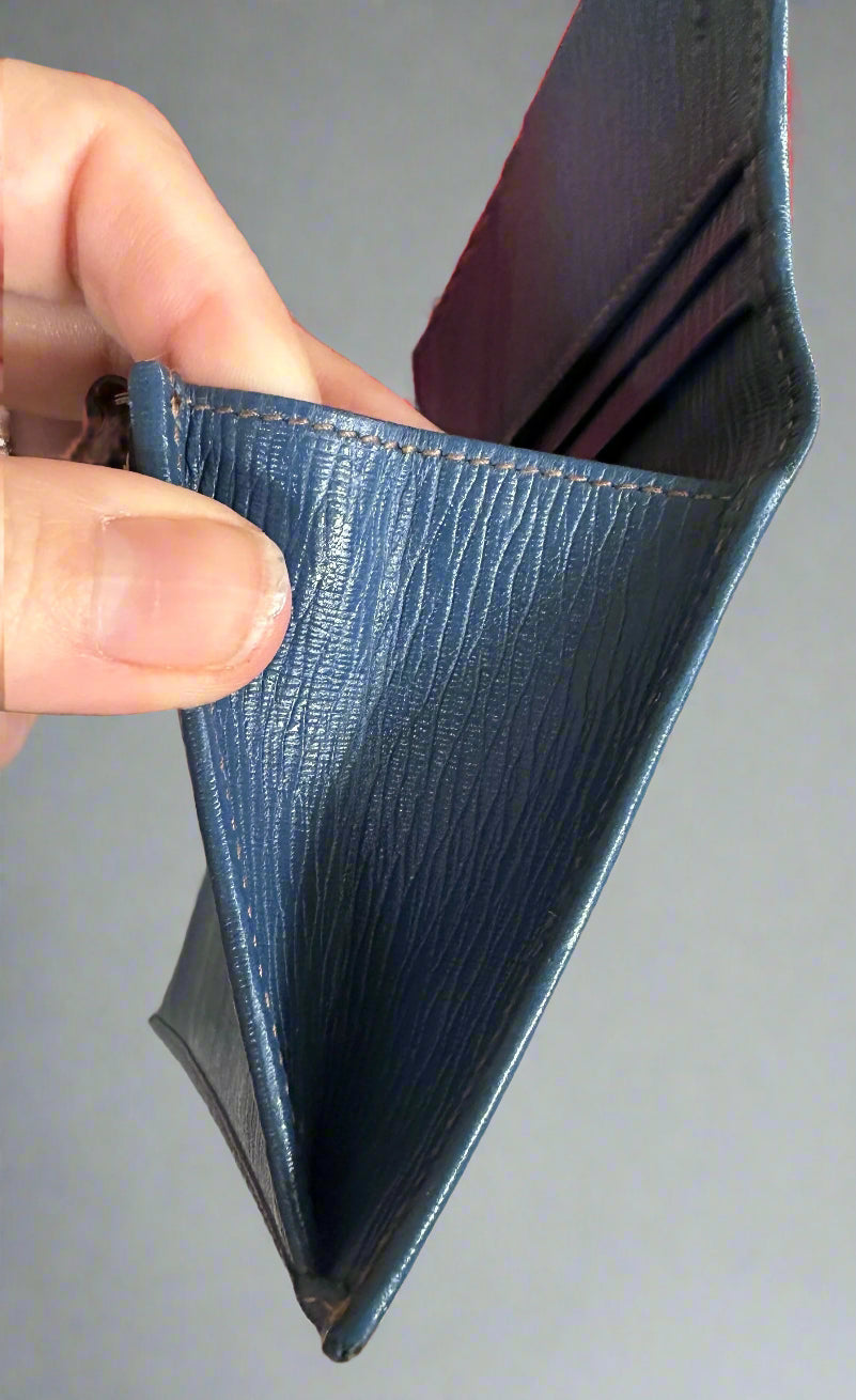 Salvatore Ferragamo Blue Leather Bi Fold Wallet Unisex