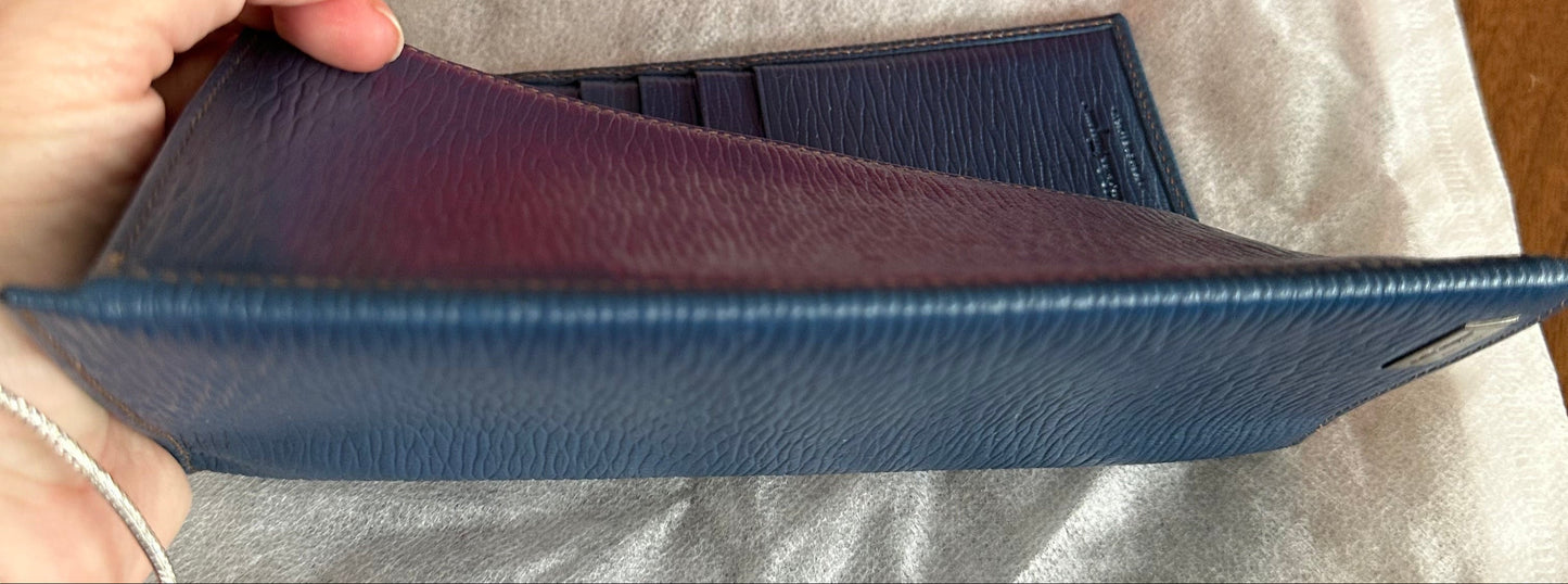 Salvatore Ferragamo Blue Leather Bi Fold Wallet Unisex
