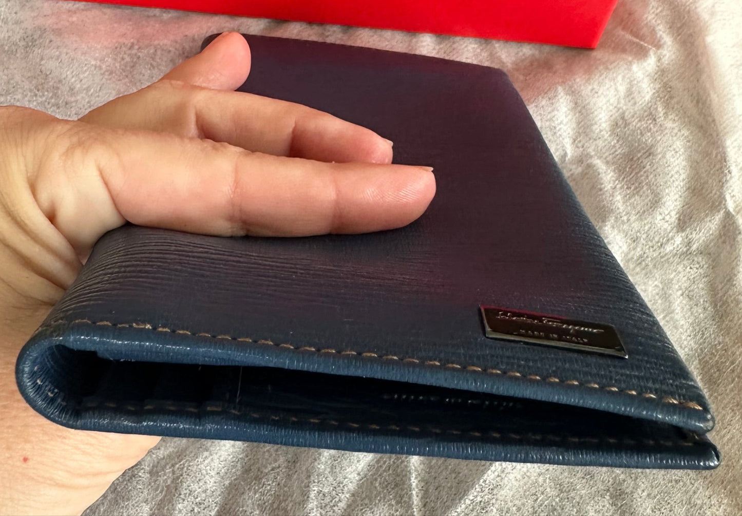 Salvatore Ferragamo Blue Leather Bi Fold Wallet Unisex