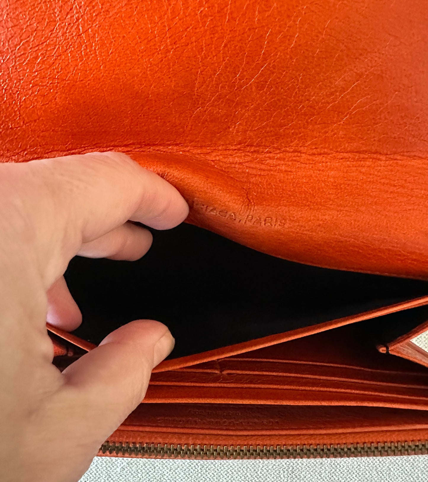 Balenciaga Classic Long Zippie Leather Wallet/Clutch in Tangerine