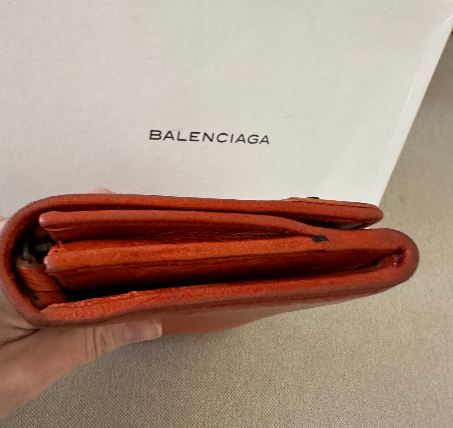 Balenciaga Classic Long Zippie Leather Wallet/Clutch in Tangerine