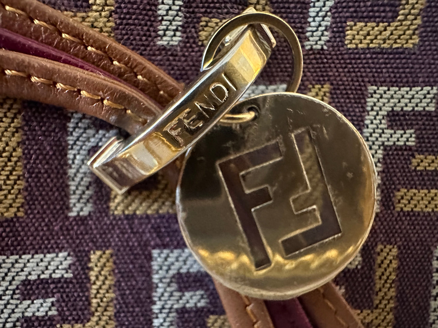 Fendi Zucchino Long wallet with Unbranded chain in multicolored leather and canvas