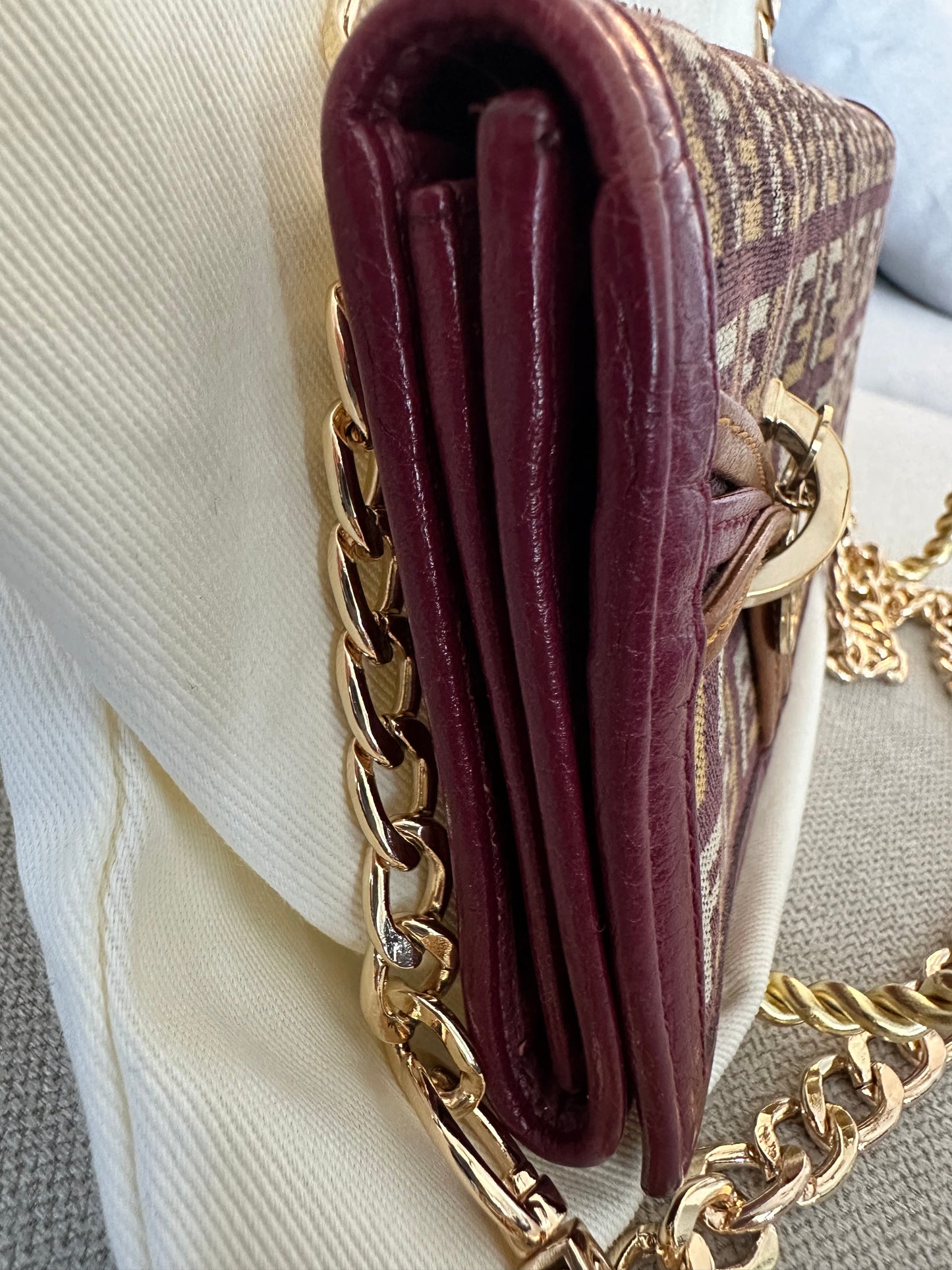 Fendi Zucchino Long wallet with Unbranded chain in multicolored leather and canvas