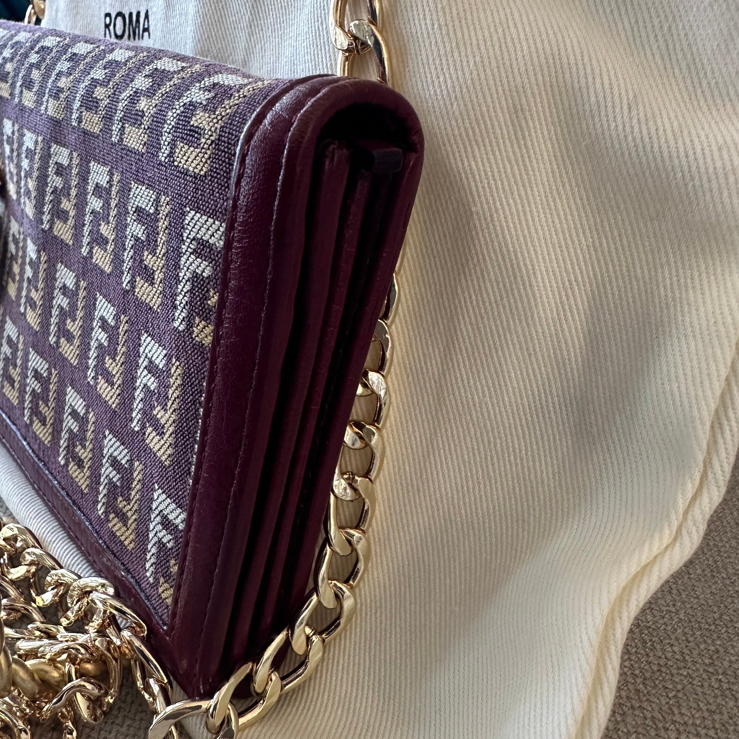 Fendi Zucchino Long wallet with Unbranded chain in multicolored leather and canvas
