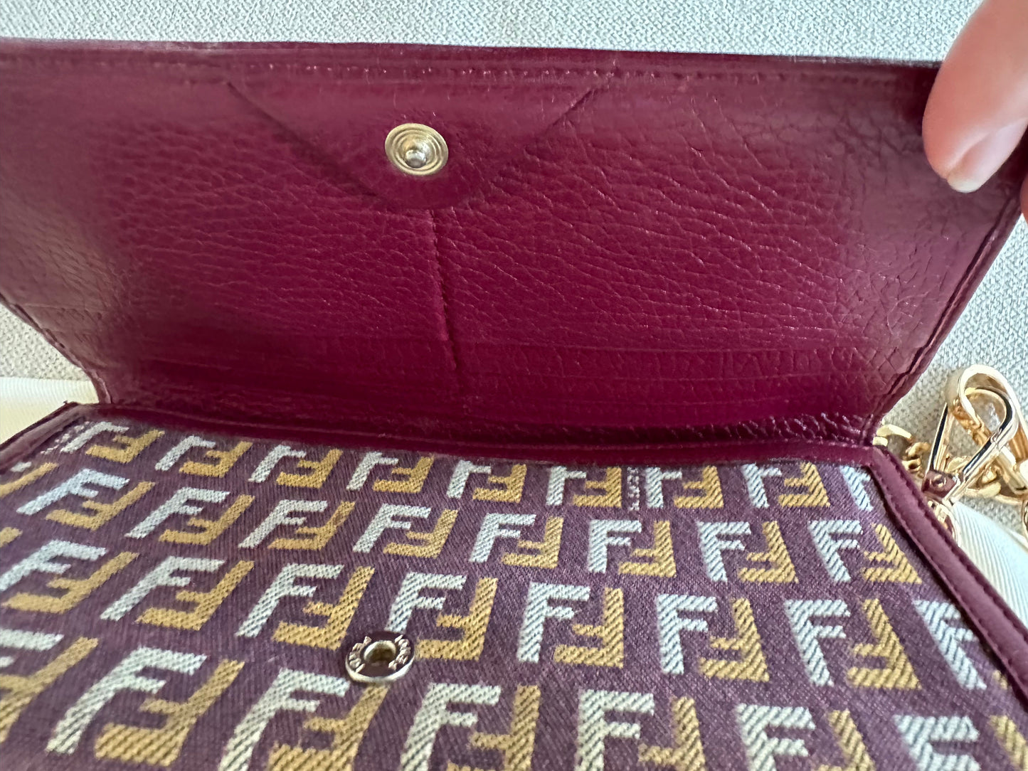 Fendi Zucchino Long wallet with Unbranded chain in multicolored leather and canvas