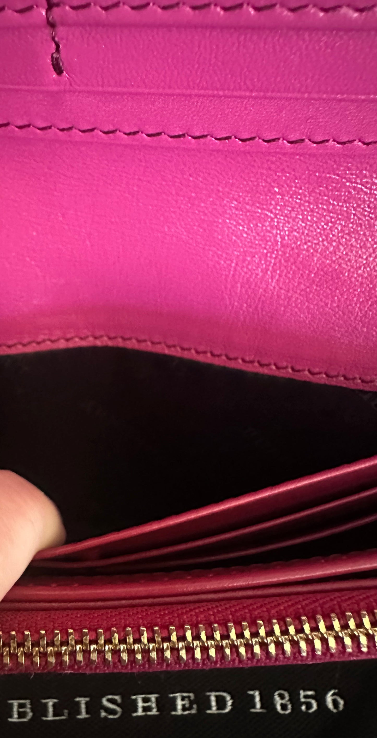 Burberry Pink and Tan Novo Check long Wallet with Gold Chain