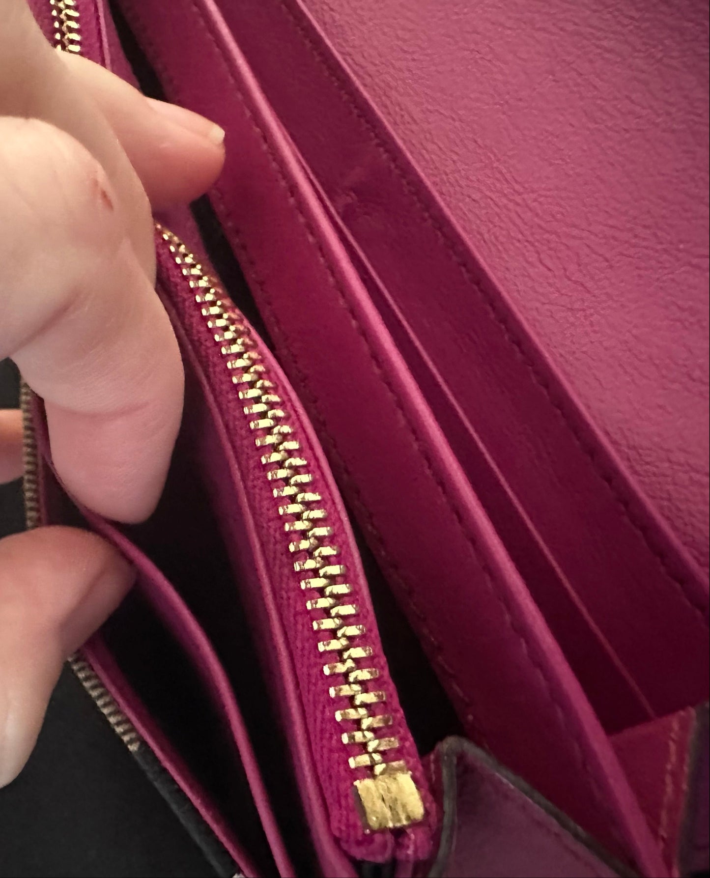 Burberry Pink and Tan Novo Check long Wallet with Gold Chain
