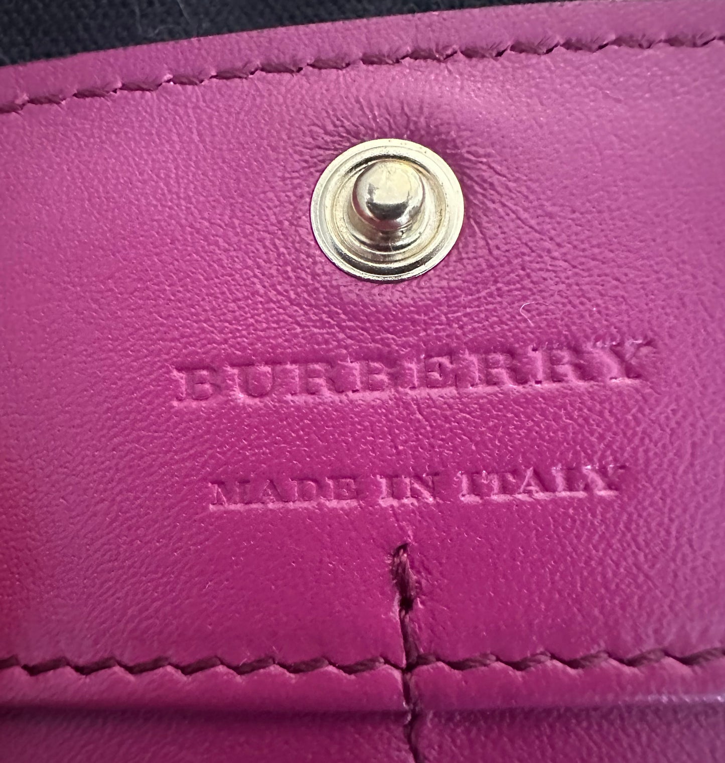 Burberry Pink and Tan Novo Check long Wallet with Gold Chain