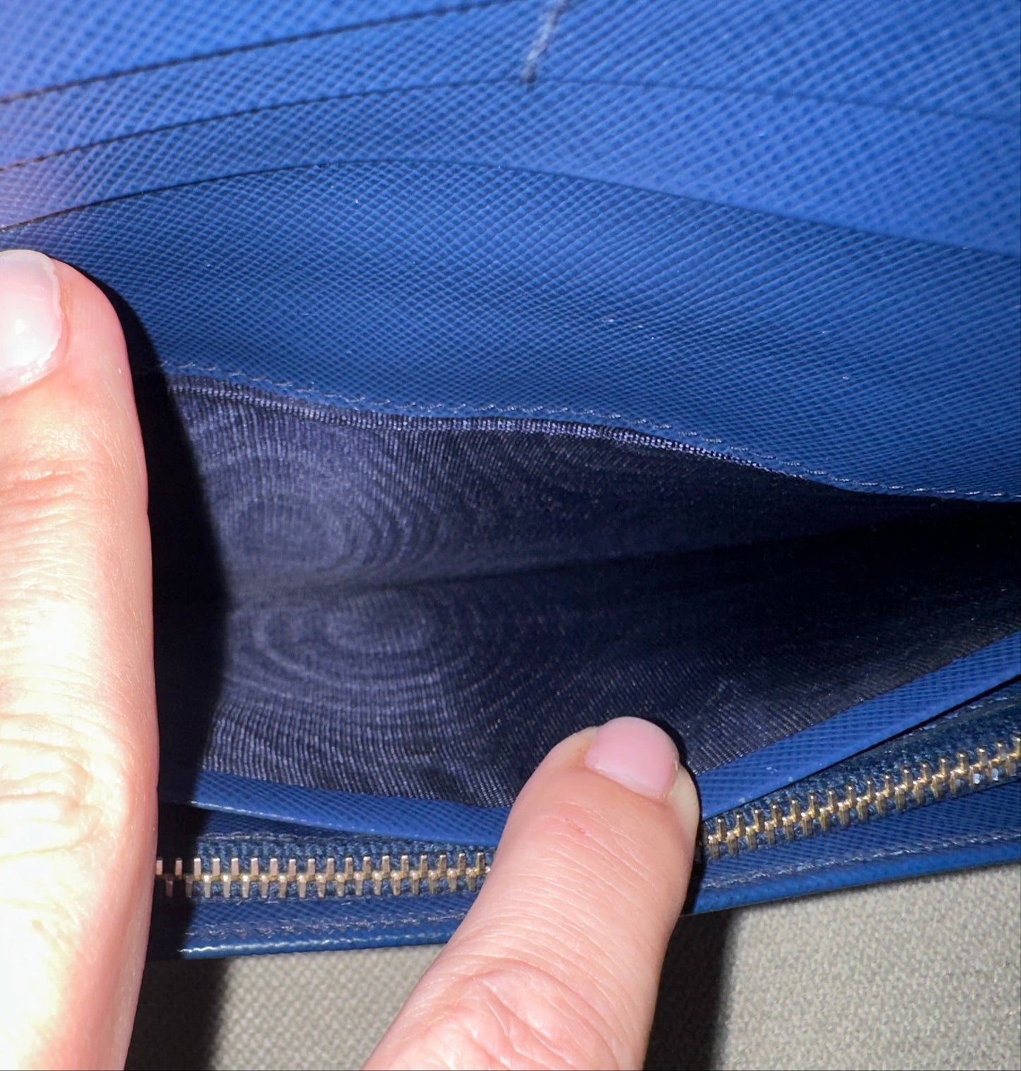 Prada Double Snap Long Leather Wallet in Deep Blue
