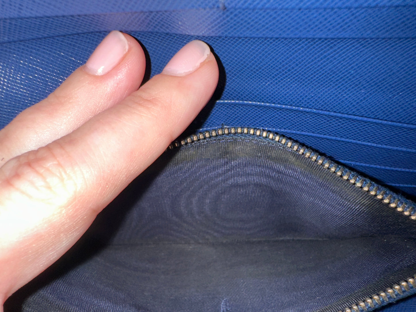 Prada Double Snap Long Leather Wallet in Deep Blue