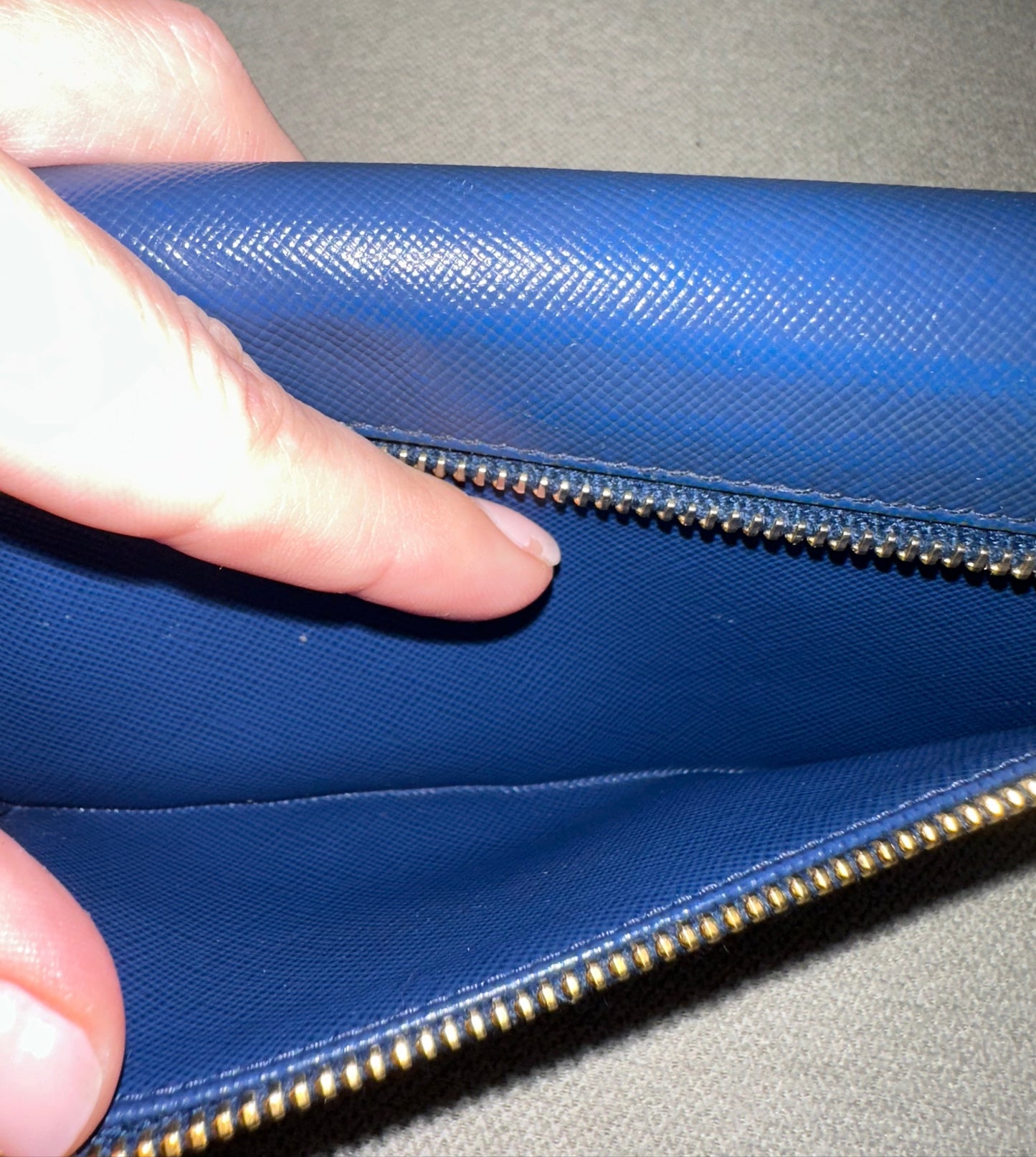 Prada Double Snap Long Leather Wallet in Deep Blue