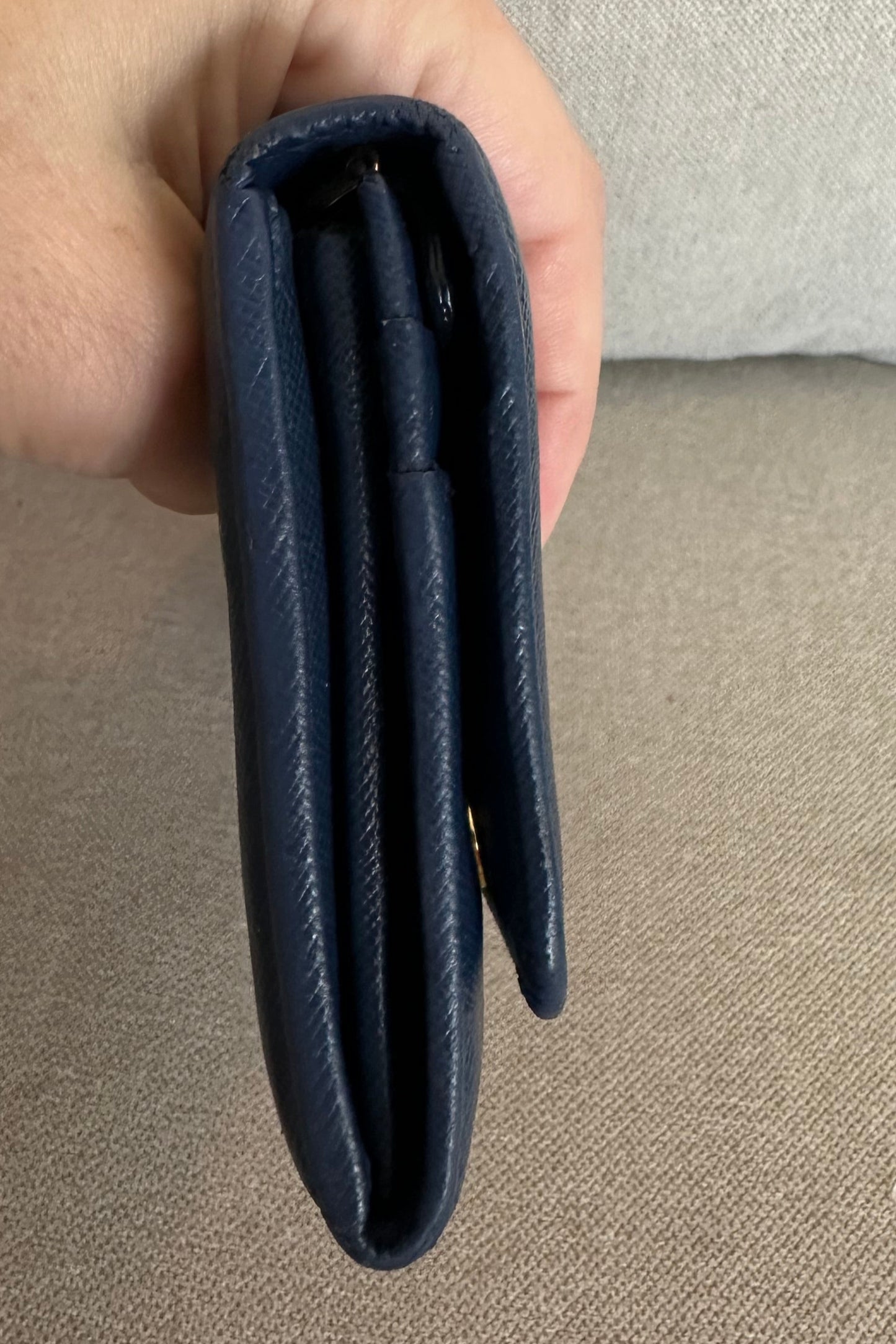 Prada Double Snap Long Leather Wallet in Deep Blue