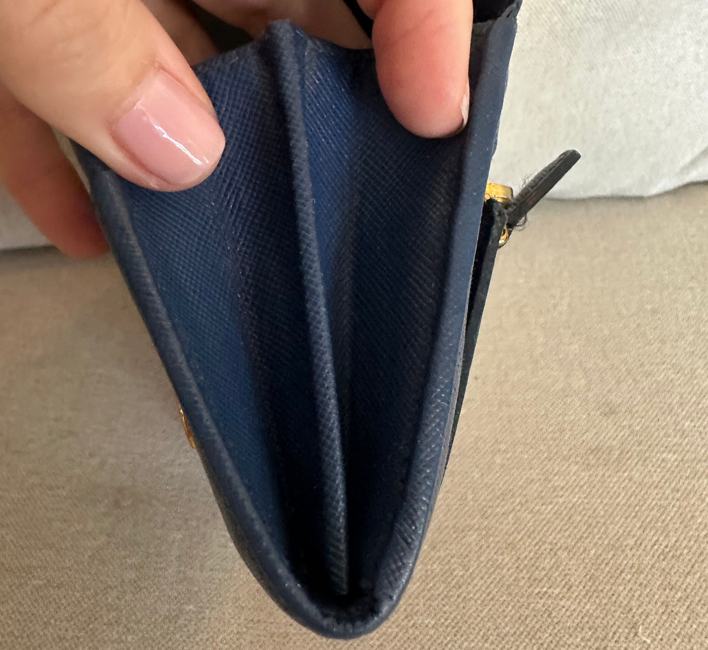 Prada Double Snap Long Leather Wallet in Deep Blue
