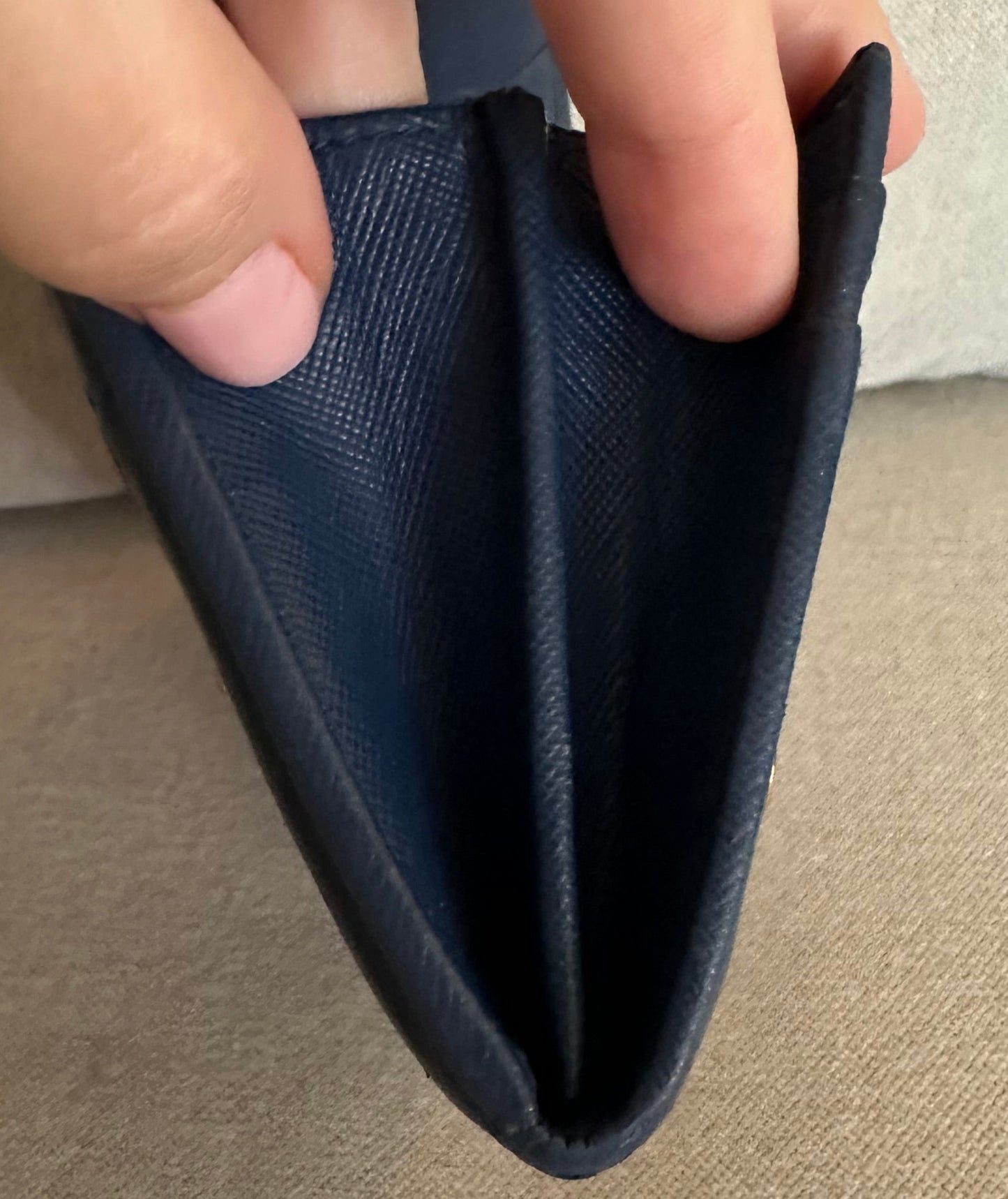 Prada Double Snap Long Leather Wallet in Deep Blue