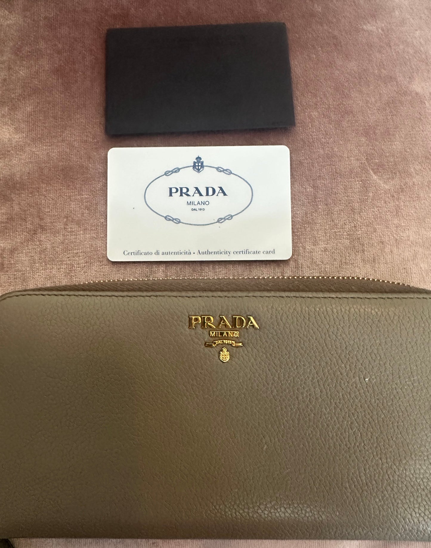 Prada Beige/Taupe Saffiano Leather Large Continental Zip Wallet with Zipper Closure