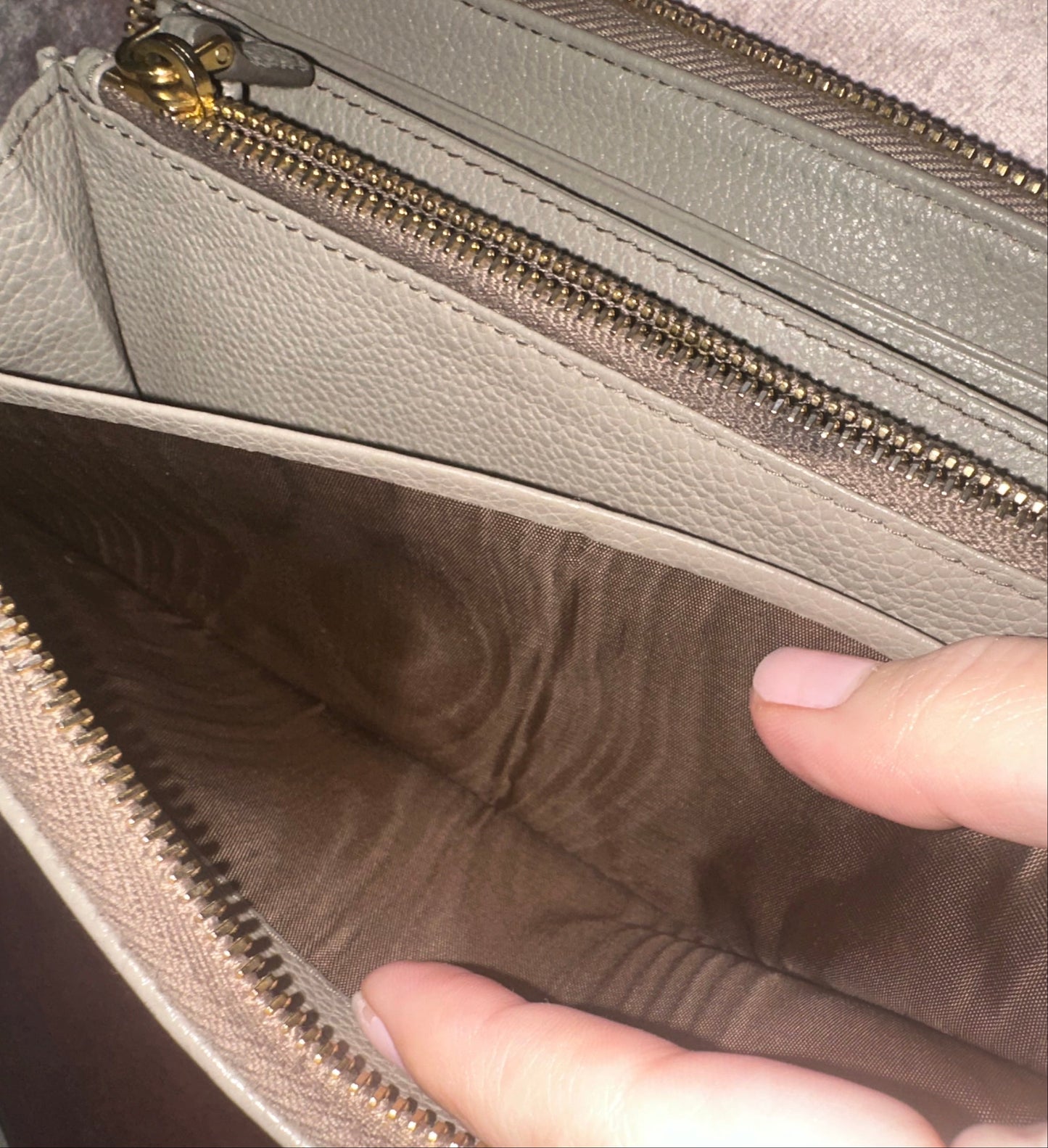 Prada Beige/Taupe Saffiano Leather Large Continental Zip Wallet with Zipper Closure