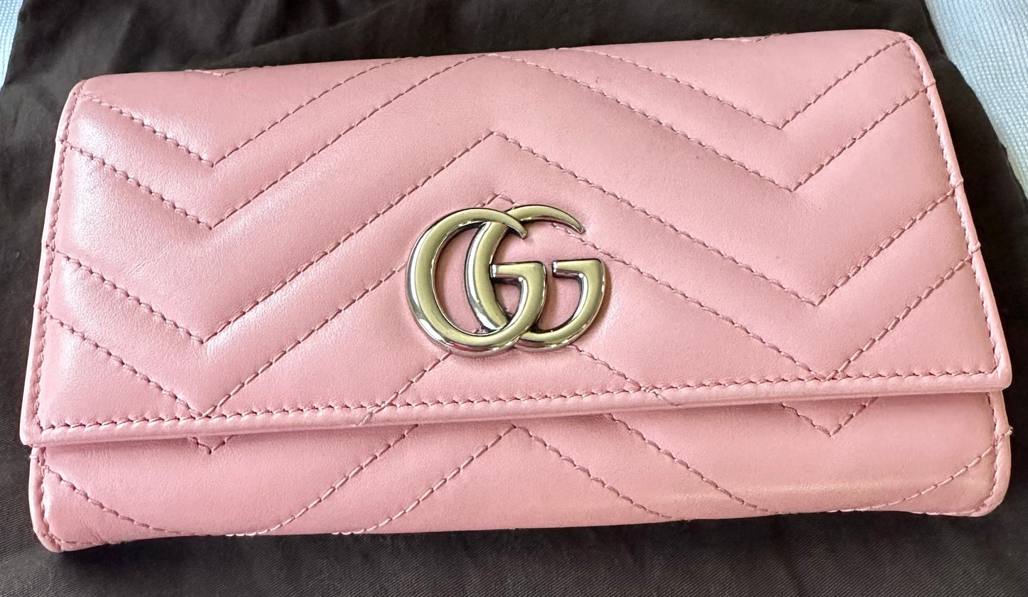 Gucci GG Marmont Wallet / Clutch in Ballerina Pink Puffy Leather