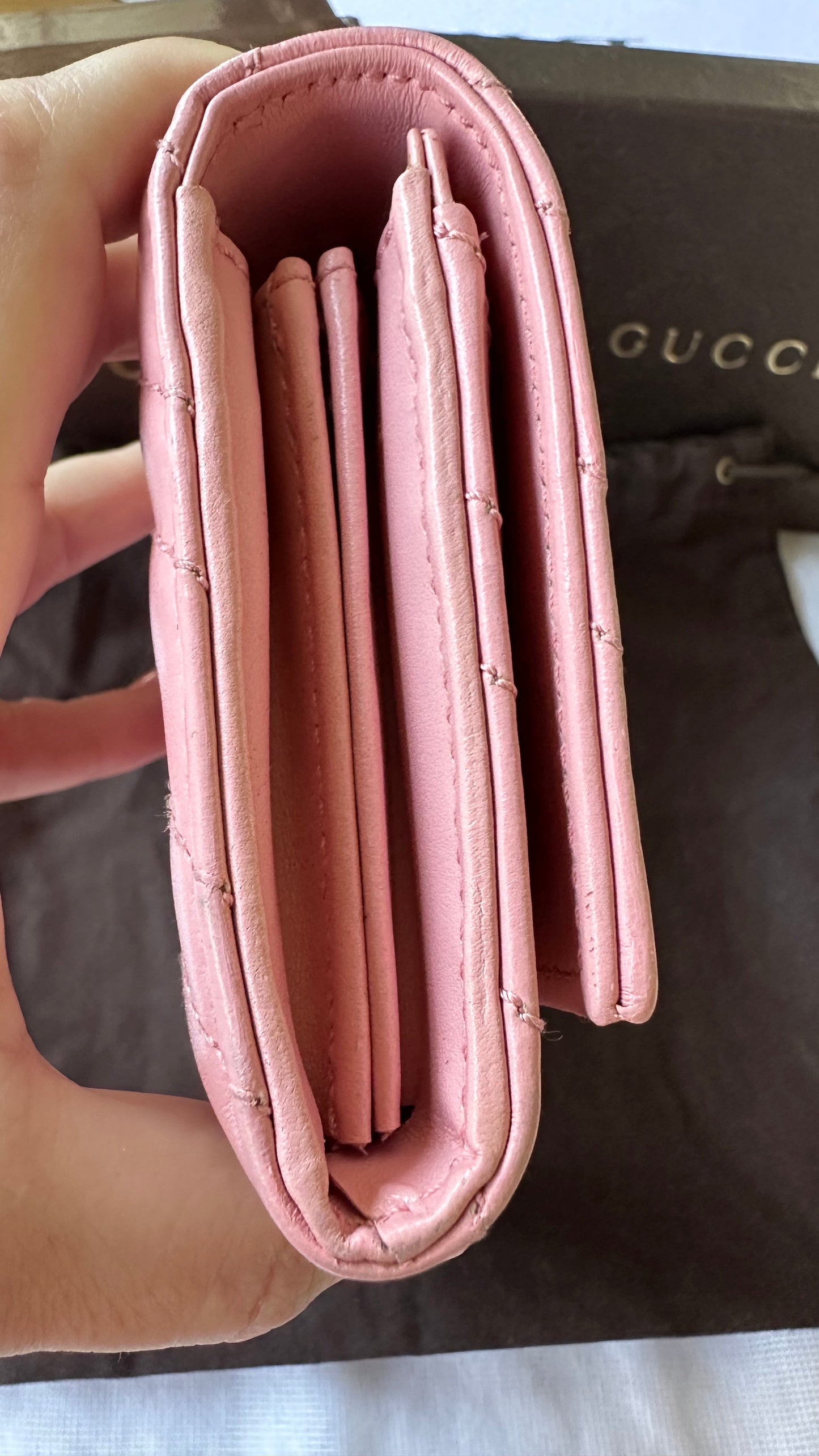 Gucci GG Marmont Wallet / Clutch in Ballerina Pink Puffy Leather