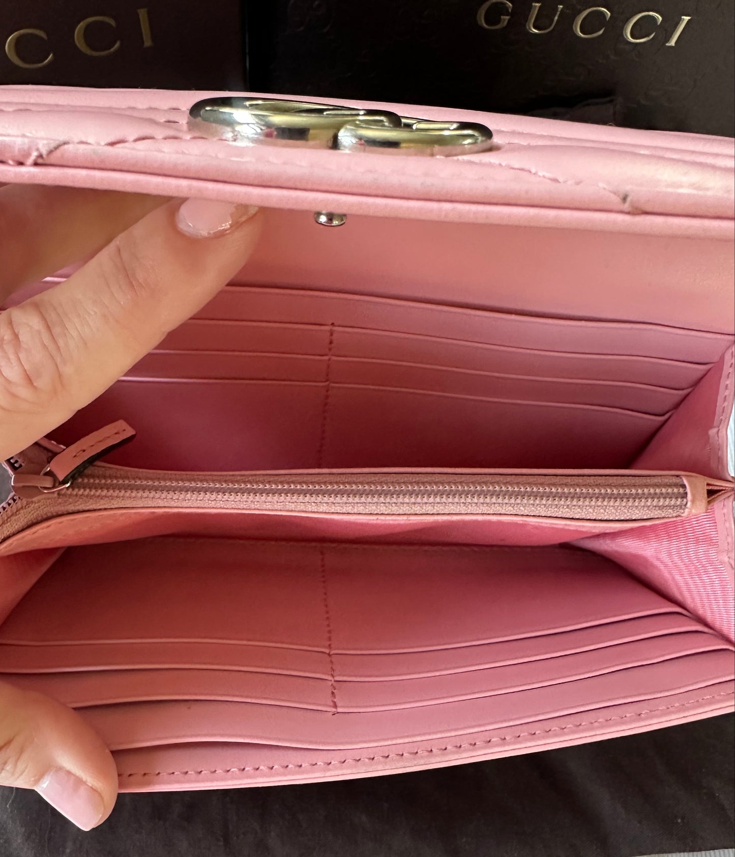 Gucci GG Marmont Wallet / Clutch in Ballerina Pink Puffy Leather