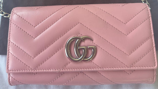 Gucci GG Marmont Wallet / Clutch in Ballerina Pink Puffy Leather