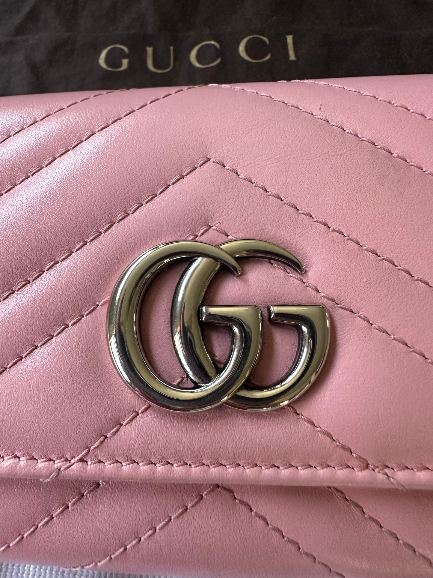 Gucci GG Marmont Wallet / Clutch in Ballerina Pink Puffy Leather