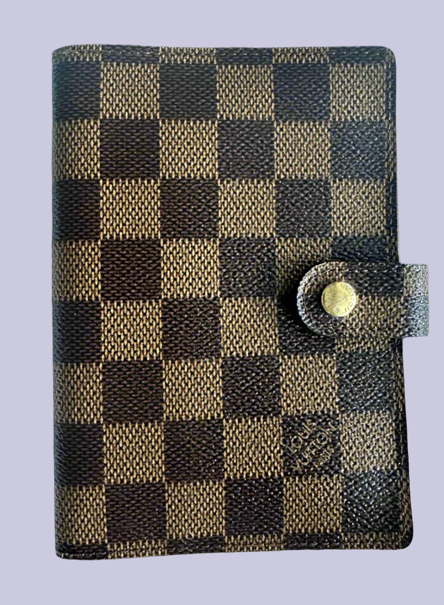Louis Vuitton Damier Agenda - small ring with original stickers and inserts