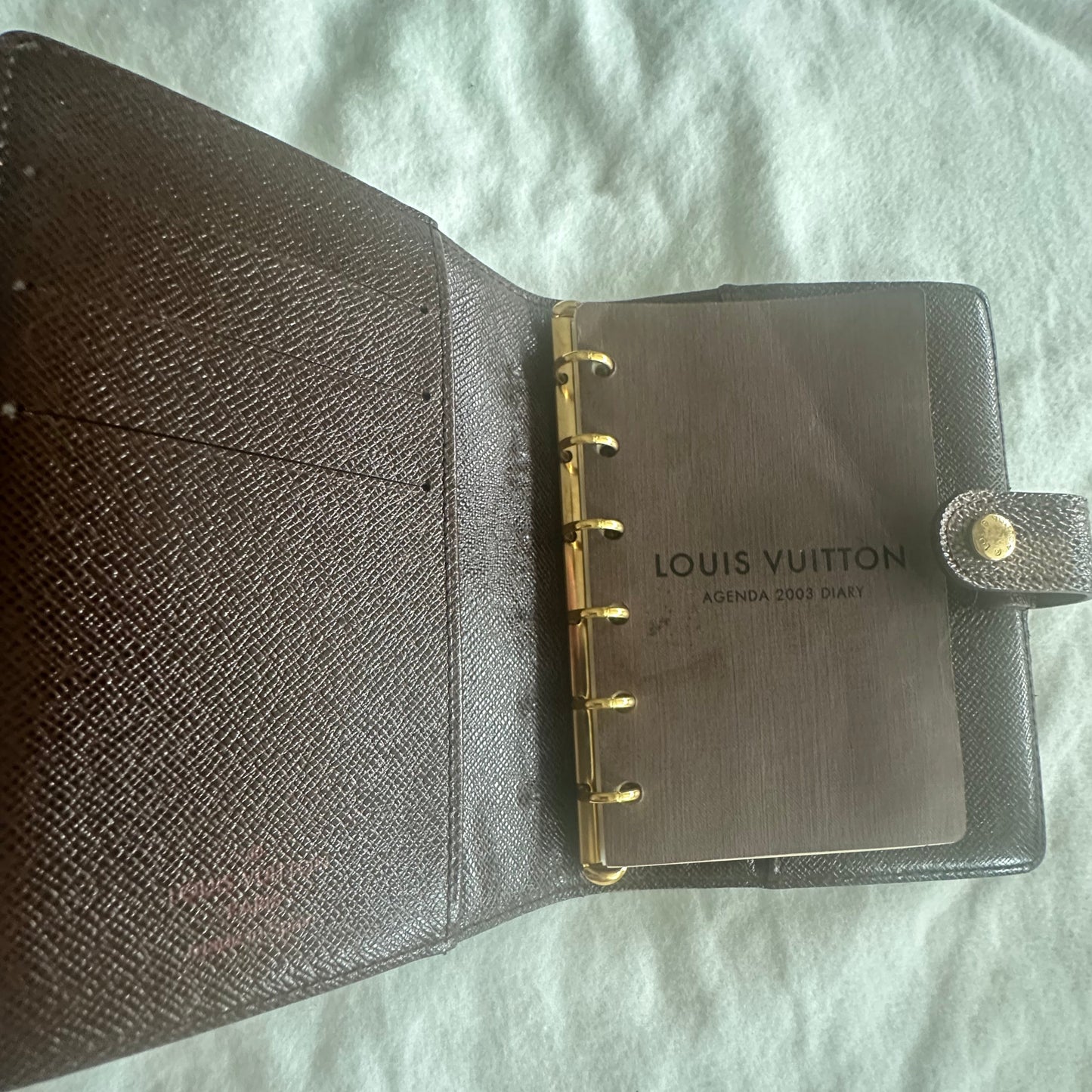 Louis Vuitton Damier Agenda - small ring with original stickers and inserts