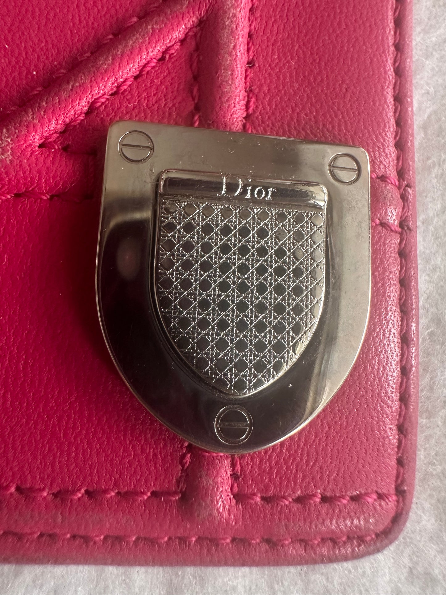Christian Dior Magenta Pink Leather Card Case