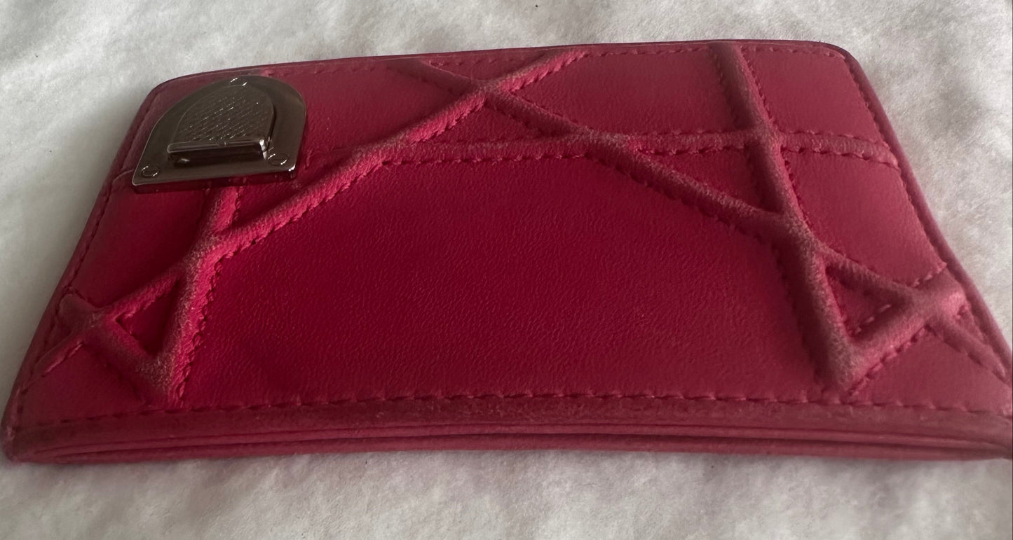 Christian Dior Magenta Pink Leather Card Case
