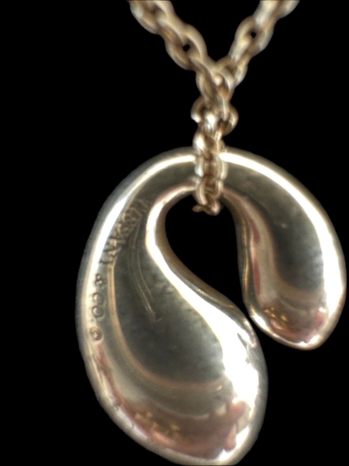 Tiffany .925 Sterling Silver Elsa Peretti Double teardrop with Original Chain