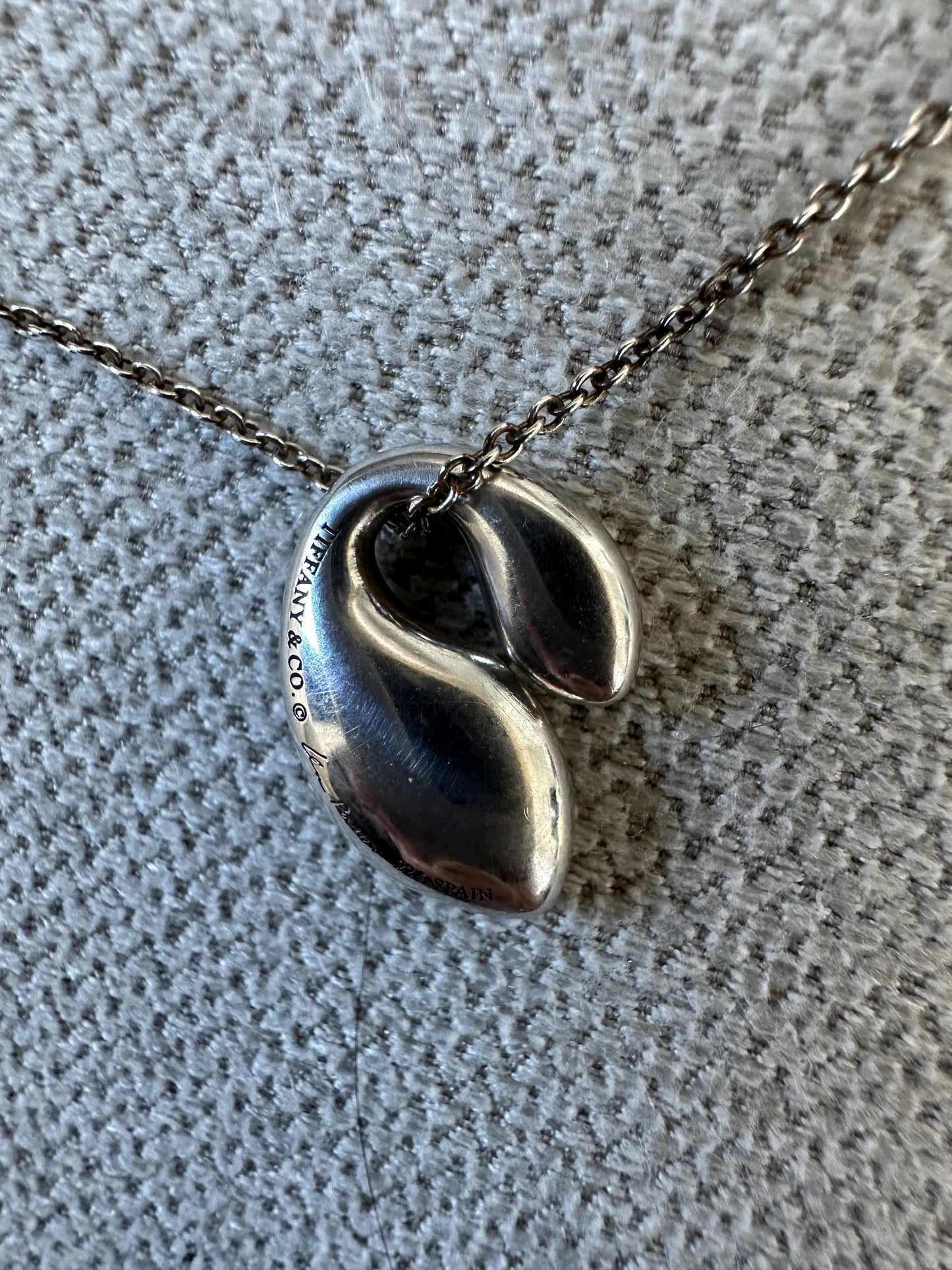 Tiffany .925 Sterling Silver Elsa Peretti Double teardrop with Original Chain