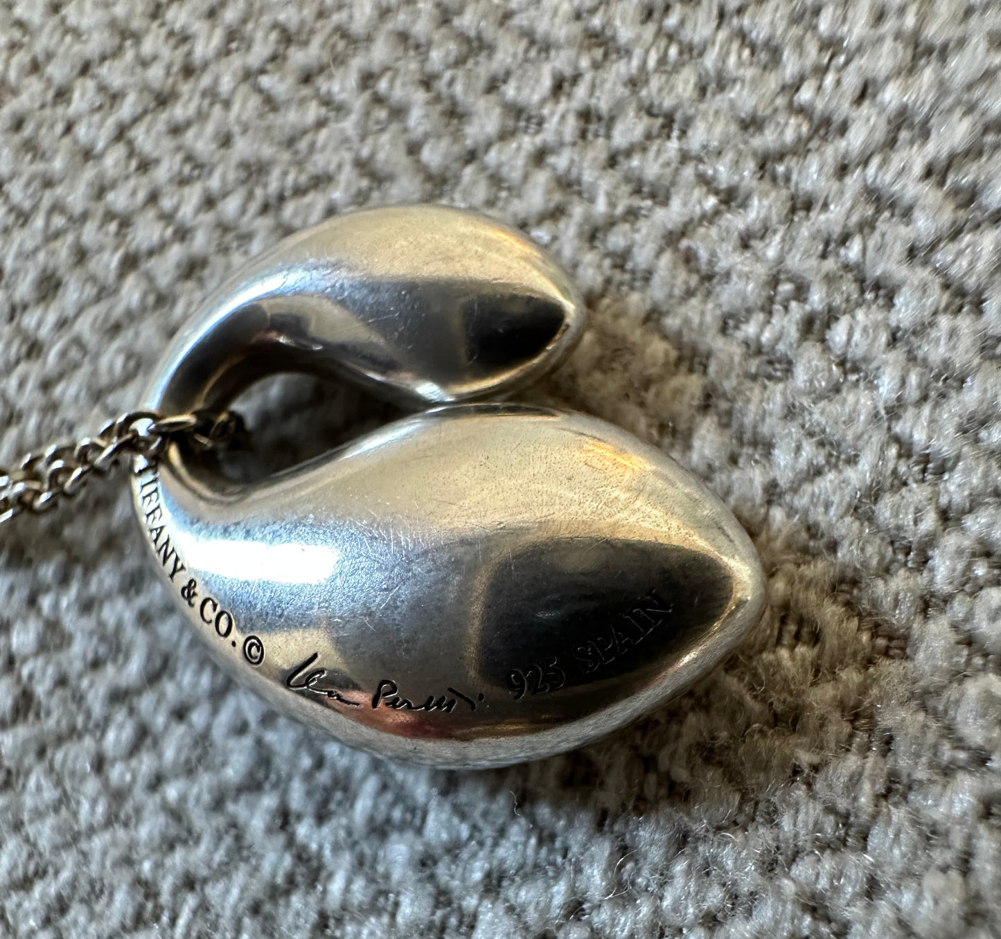 Tiffany .925 Sterling Silver Elsa Peretti Double teardrop with Original Chain