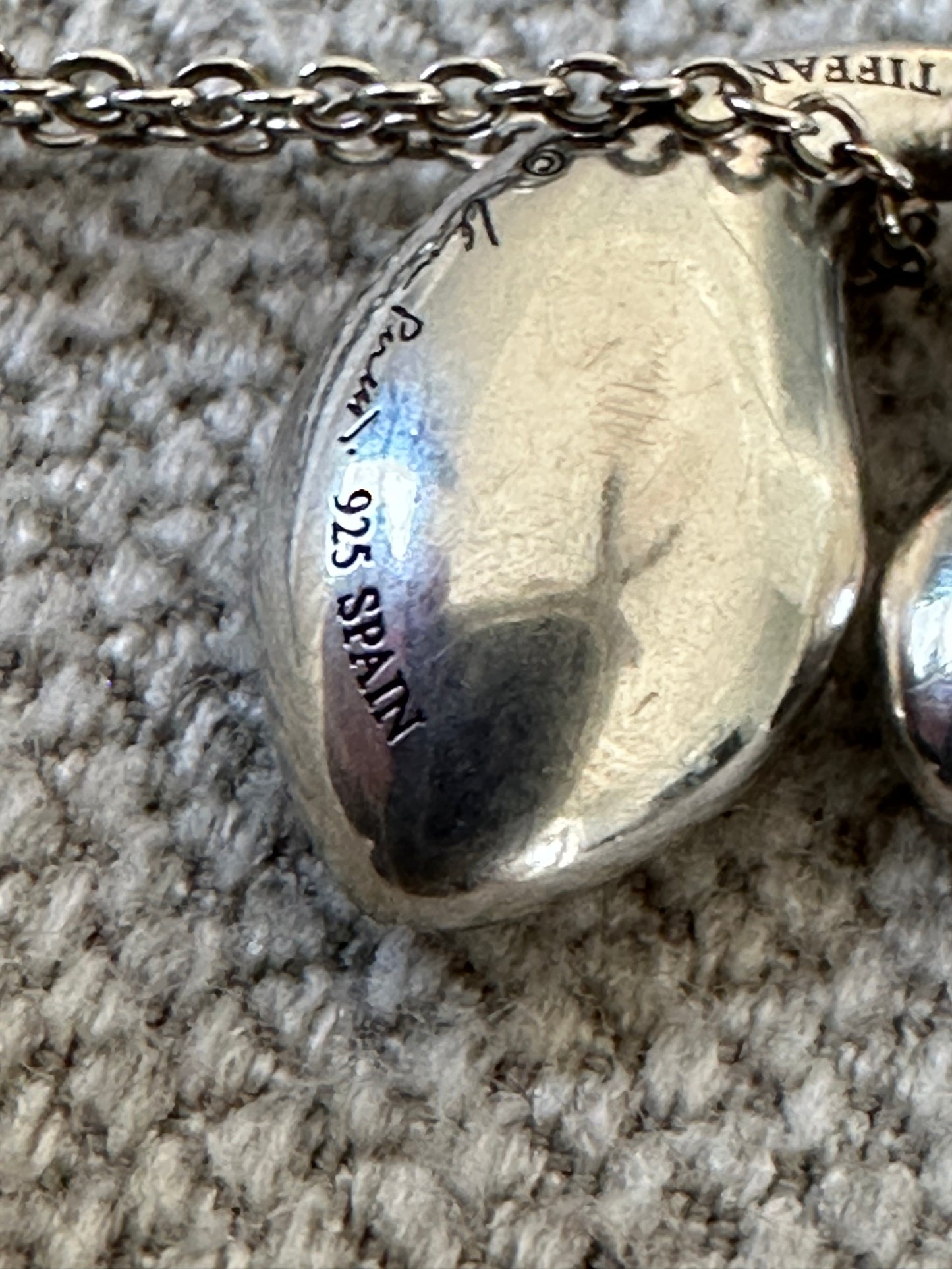 Tiffany .925 Sterling Silver Elsa Peretti Double teardrop with Original Chain